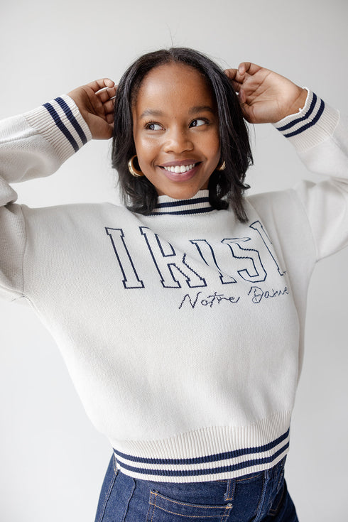 Notre Dame Queen Oversized Striped Crew Sweater