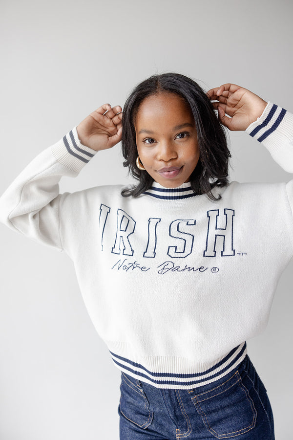 Notre Dame Queen Oversized Striped Crew Sweater