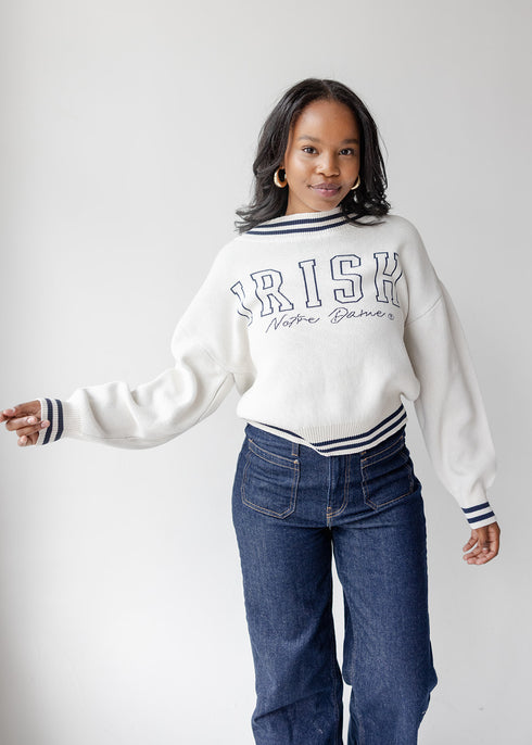 Notre Dame Queen Oversized Striped Crew Sweater