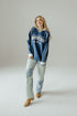 Notre Dame Sunday Slate Striped Collar Fleece Crew