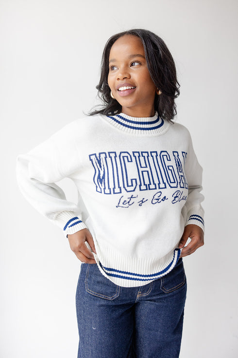 Michigan Queen Oversized Striped Crew Sweater