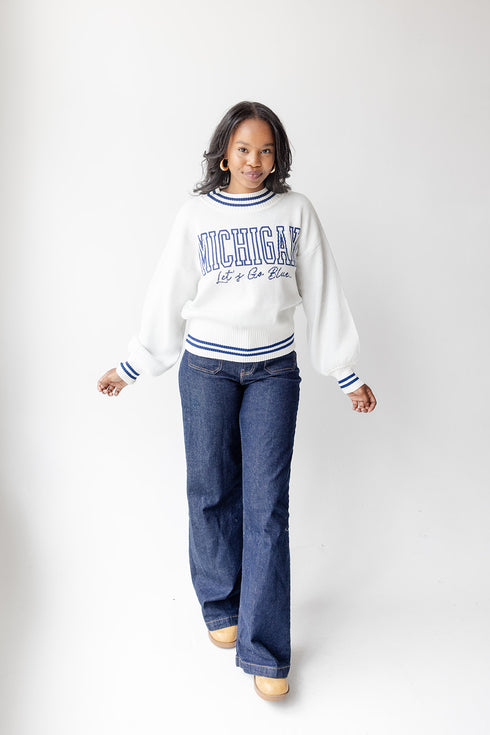 Michigan Queen Oversized Striped Crew Sweater