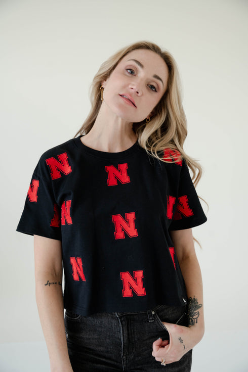 Nebraska Ritter Multi Color Heavyweight Crop Tee