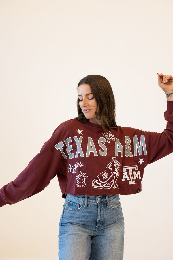 Texas A&M Patched Up Cropped Longsleeve