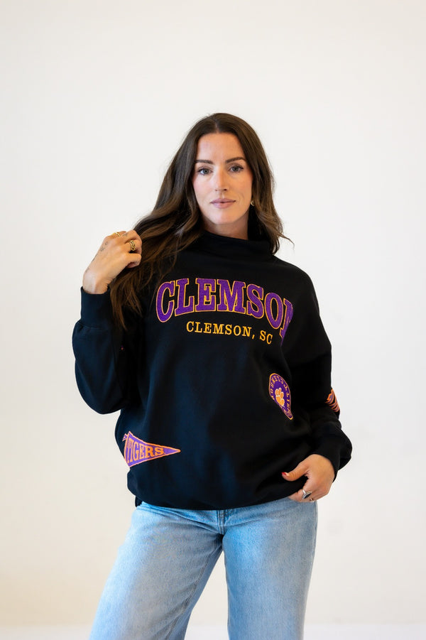 Clemson All Over Scatter Oversized Funnel Neck