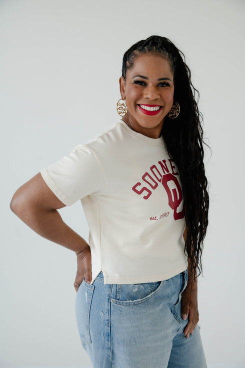 Oklahoma Mascot Arch Heavyweight Crop Tee