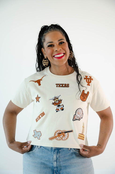 Texas All Over the Place Heavyweight Crop Tee
