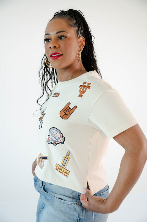 Texas All Over the Place Heavyweight Crop Tee
