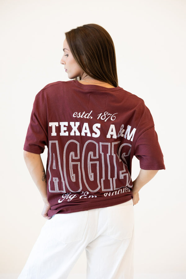 Texas A&M Billboard Embroidery OS Band Tee