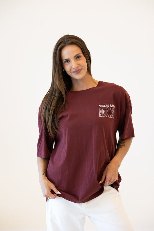 Texas A&M Billboard Embroidery OS Band Tee