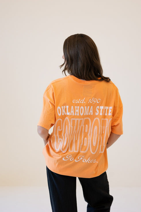 Oklahoma State Billboard Embroidery OS Band Tee