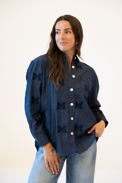 Michigan Ritter Repeat Denim Boyfriend Button Up