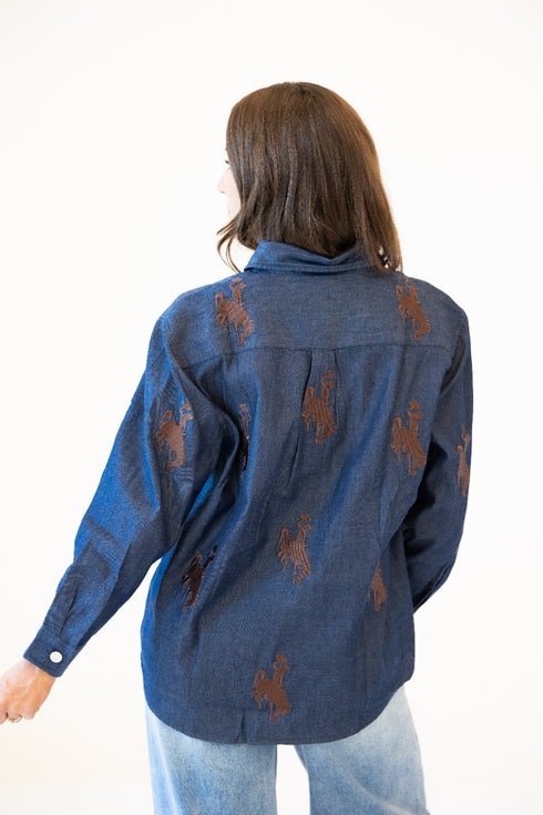 Wyoming Ritter Repeat Denim Boyfriend Button Up