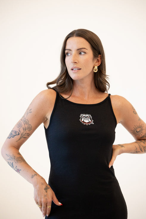 Georgia Logo Patch Ribbed Maxi Dress