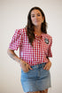 Georgia Varsity Shine Tie Front Blouse