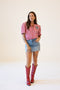 Georgia Varsity Shine Tie Front Blouse