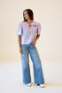 LSU Varsity Shine Tie Front Blouse