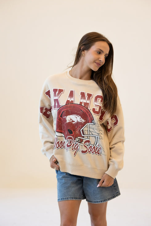 Arkansas Homefield Lantern Sleeve Crew