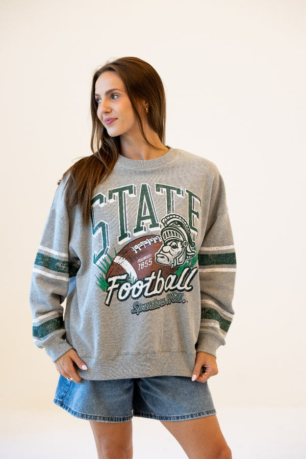 Michigan State Langford Multimedia OS Fleece Crew