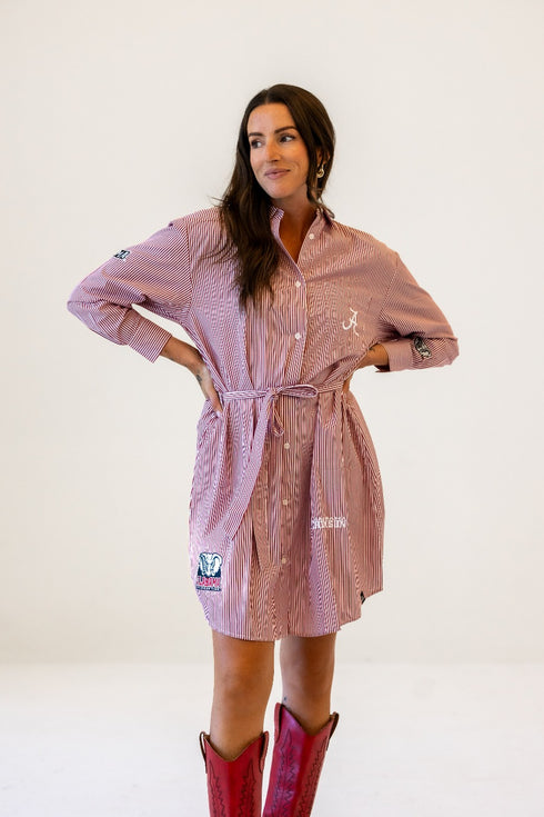 Alabama Star Player Striped Shirt Dress