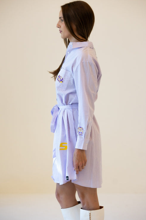 LSU Star Player Striped Shirt Dress