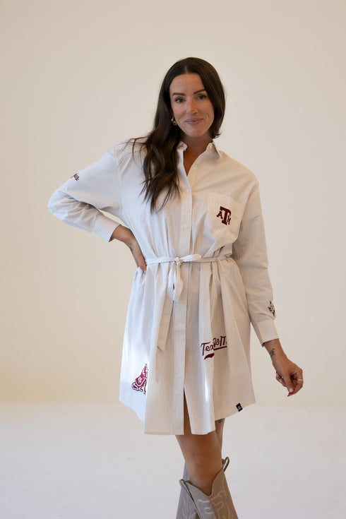 Texas A&M Star Player Striped Shirt Dress