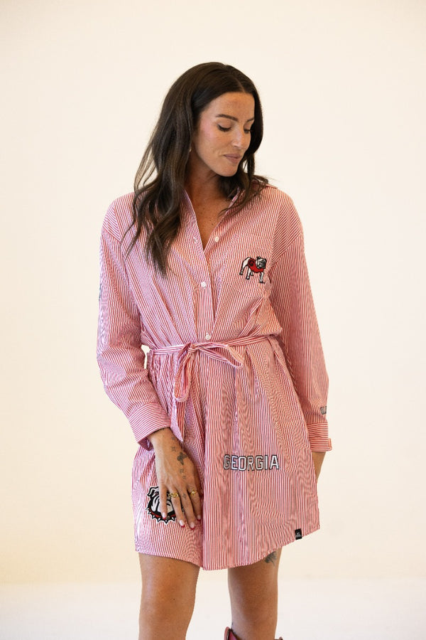 Georgia Star Player Striped Shirt Dress