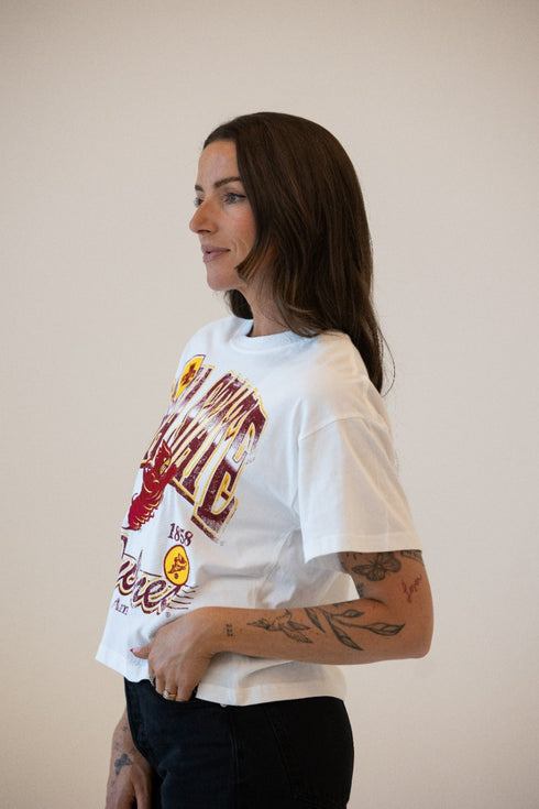 Iowa State Maddux Multimedia Semi-Cropped Oversized Band Tee