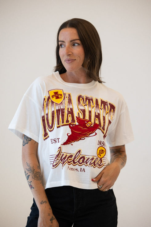 Iowa State Maddux Multimedia Semi-Cropped Oversized Band Tee