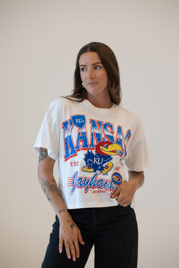 Kansas Maddux Multimedia Semi-Cropped Oversized Band Tee