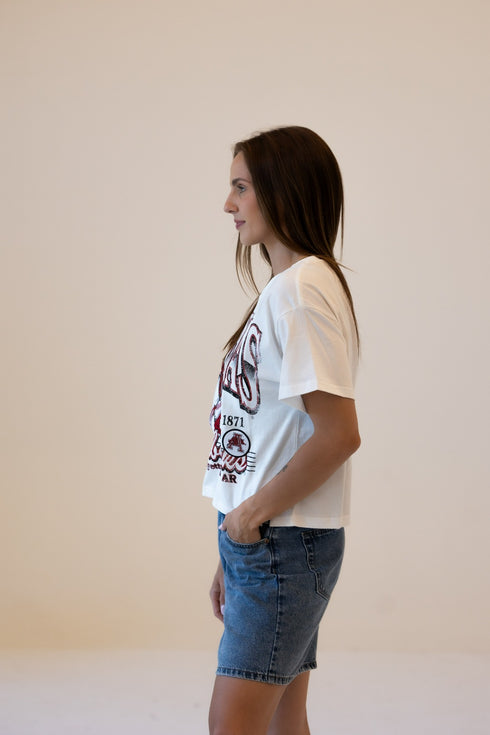 Arkansas Maddux Multimedia Semi-Cropped Oversized Band Tee