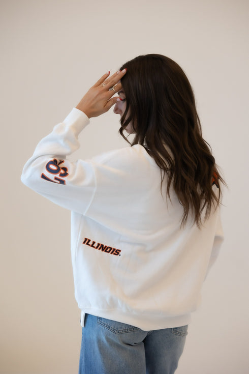 Illinois All Over Scatter Oversized Funnel Neck