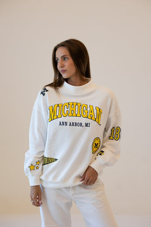 Michigan All Over Scatter Oversized Funnel Neck