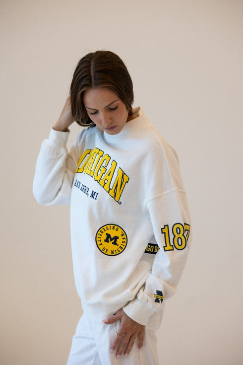 Michigan All Over Scatter Oversized Funnel Neck