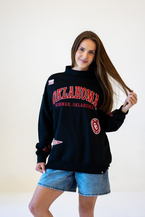 Oklahoma All Over Scatter Oversized Funnel Neck