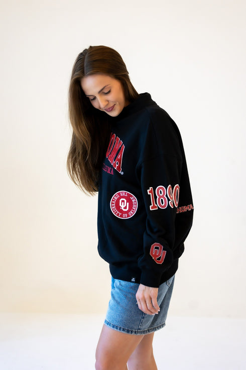 Oklahoma All Over Scatter Oversized Funnel Neck