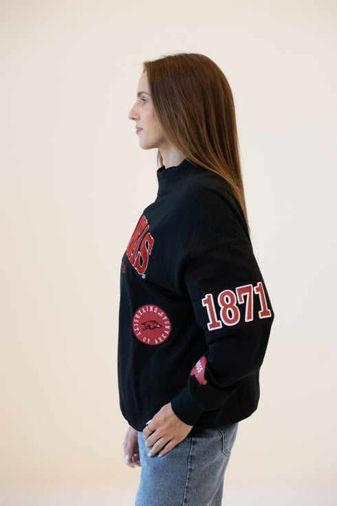 Arkansas All Over Scatter Oversized Funnel Neck