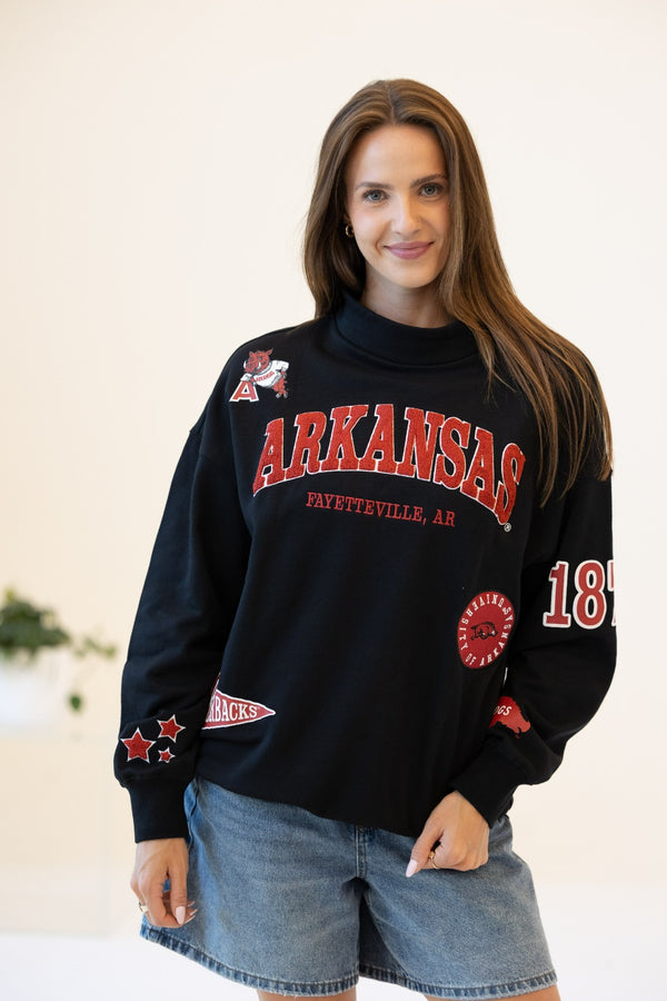 Arkansas All Over Scatter Oversized Funnel Neck