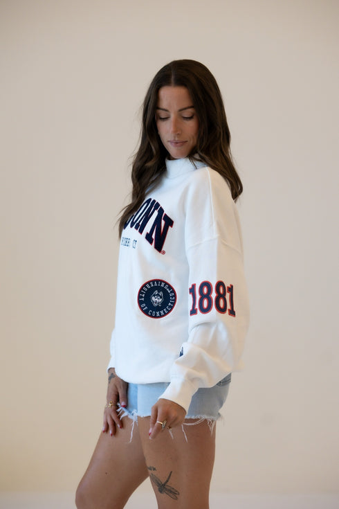 UCONN All Over Scatter Oversized Funnel Neck