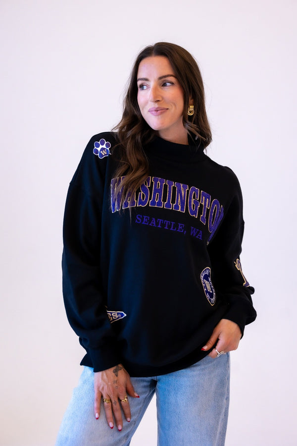 Washington All Over Scatter Oversized Funnel Neck