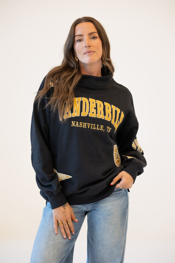 Vanderbilt All Over Scatter Oversized Funnel Neck