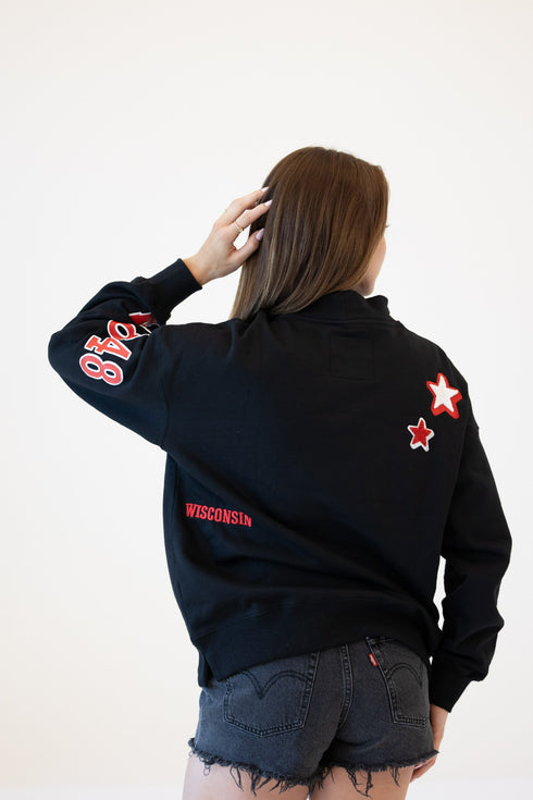 Wisconsin All Over Scatter Oversized Funnel Neck