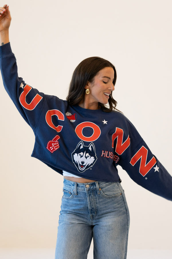 UCONN Patched Up Cropped Longsleeve
