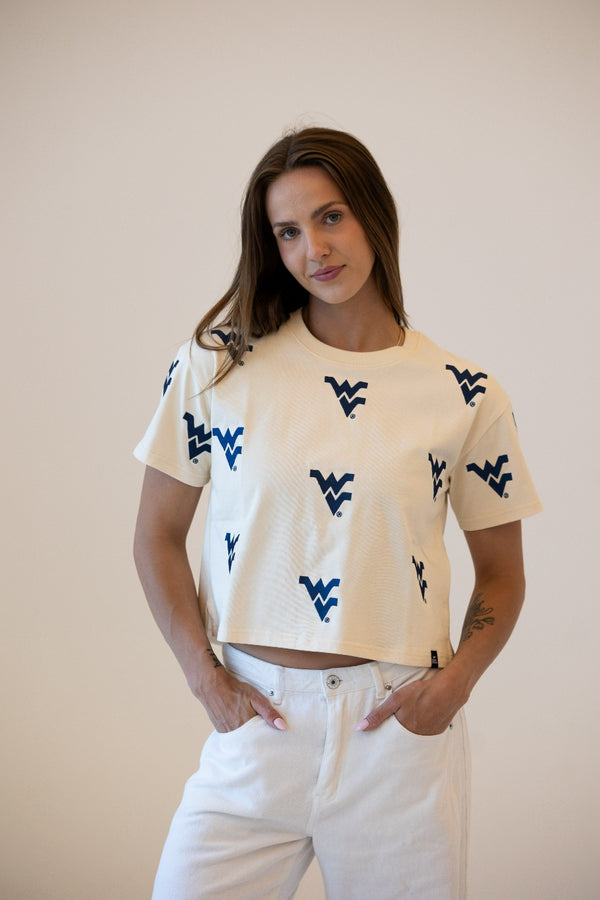 West Virginia Ritter Multi Color Heavyweight Crop Tee