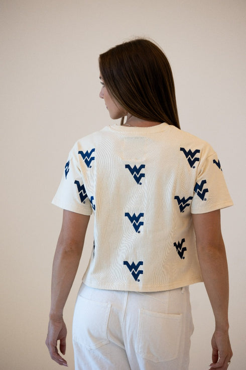 West Virginia Ritter Multi Color Heavyweight Crop Tee
