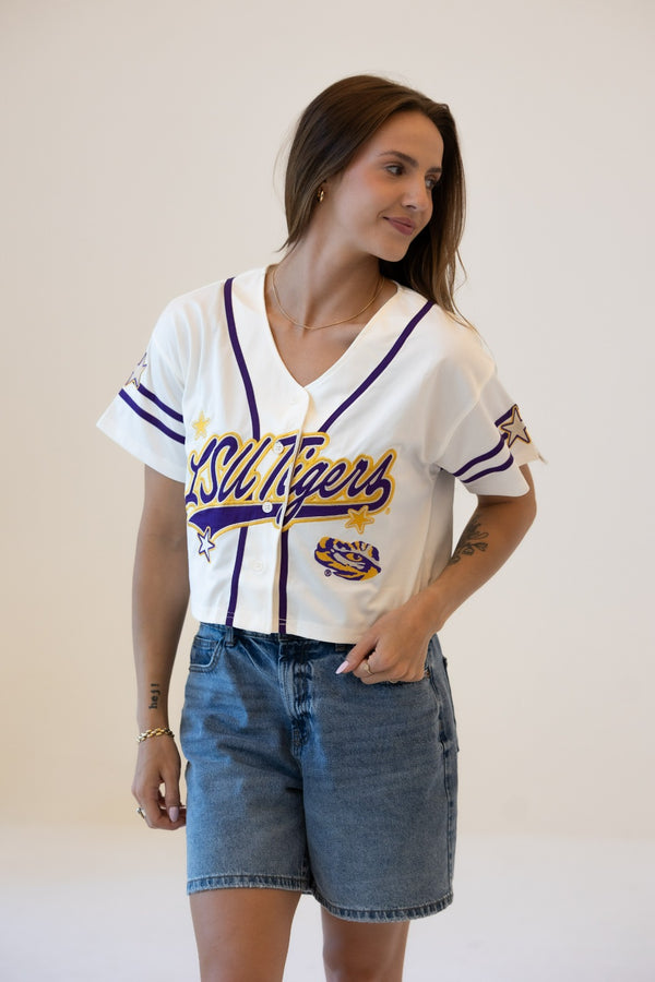 LSU 7th Inning Stretch Cropped Baseball Jersey