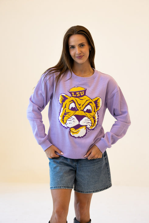 LSU Mascot Chenille Comfort Crewneck
