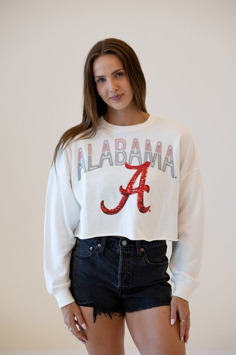 Alabama Starlite Sequin Cropped Long-Sleeve Top – Gameday Social