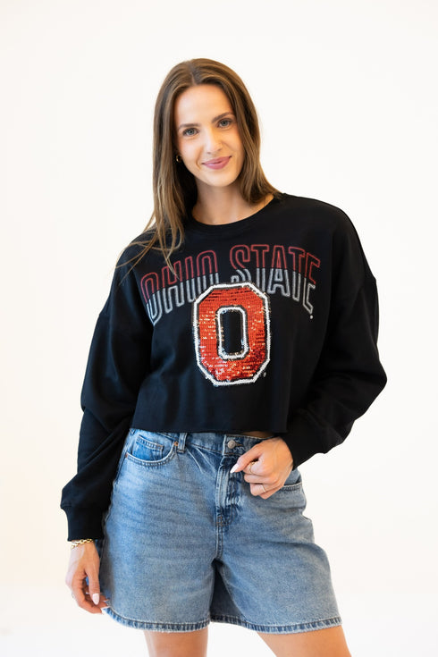 Ohio State Starlite Sequin Cropped Longsleeve