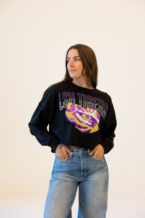 LSU Starlite Sequin Cropped Longsleeve